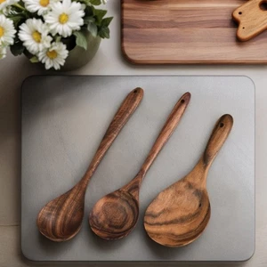 Multipurpose Wooden Kitchen Tool Long Handle Soup Spoon Safe Coating Stirring - Picture 1 of 8