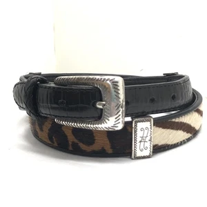 Cinturón Brighton piel de becerro estampado animal para mujer talla M30 hebilla tono plata - Imagen 1 de 8