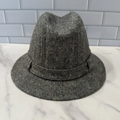 Vintge Stetson Union Made Tweed Fedora Top Hat Made in USA Size 7  - Image 1 of 4