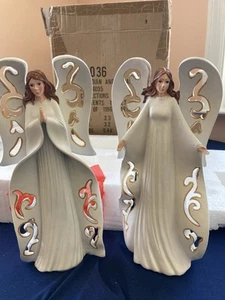 SCHUTZENGEL KERZENHALTER FIGUREN 2 SET ~ Teelicht * Weihnachten - Bild 1 von 7