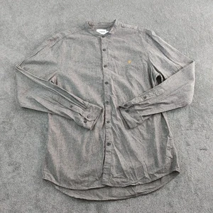 Camisa Farah Para Hombre Grande Gris Cuello Abuelo Calce Ajustado Manga Larga Algodón - Imagen 1 de 9