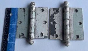Antik Vintage 3,5" Stahl Kanone Kugel Top Türscharniere Set alte Beschläge Retro - Bild 1 von 10