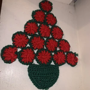 Vintage Wall Hanging Crochet Tree Granny Cottage Christmas Holiday Handmade - Picture 1 of 4