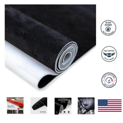 54" x 60" Black Suede Headliner Material with Foam Backing - Noise Insulation - Image 1 of 4