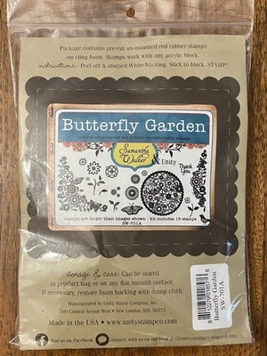 Unity Stamp Company Butterfly Garden Rubber Stamp New - Image 1 of 4