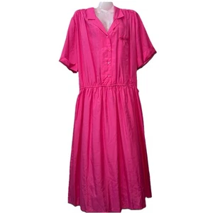 Kleid Seide 100% Vintage Fuchsia Größe 20! Rosa lang muss nur ein Gürtel hinzugefügt werden! - Bild 1 von 11