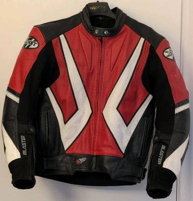 Chaqueta de motocicleta Joe Rocket Blaster - Talla 42 EE. UU. - Rojo Blanco - Cuero genuino Foto 1 de 4