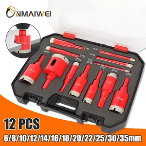 12Pcs Diamond Coated Drill Bits Set 6-35Mm Hole Saw Kit for Glass Marble Granite - Bild 1 von 7