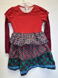 Matilda Jane Jolly Holiday Dress Christmas Plaid Tiered Girls Size 10 Tartan - Picture 1 of 5