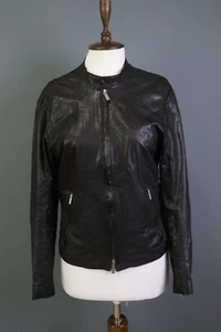 Armani Collezioni Black Full Zip Leather Lightweight Jacket Size 48 - Picture 1 of 24