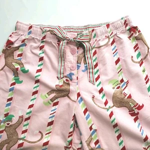 Nick und Nora Weihnachtssocke Affe Flanell Pyjamahose rosa Large - Bild 1 von 12