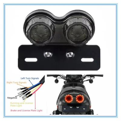 Motorcycle LED Dual Tail Turn Signal Brake License Integrated Light Indicators - Image 1 of 4