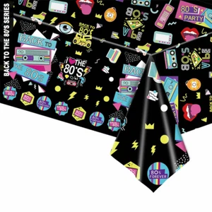 Back to the 80's Plastic Tablecloth | Retro Disco Table Cover Party Supplies - Picture 1 of 4