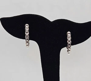 John Hardy JAI 925 Sterling Silver Solid Box Chain Link Hoop Earrings - Picture 1 of 7