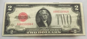 1928 B $2.00 RED SEAL NOTE Light circulated Fr #1503 AA block - Picture 1 of 2
