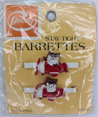 New Vintage Goody Stay-Tight Barrettes Hair Clips Cat Themed ~1982 ~Made in USA - Image 1 of 4