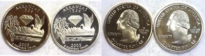2003-S Arkansas Statehood Quarter Silver & Clad Proofs 2 Coin Set - Image 1 of 3