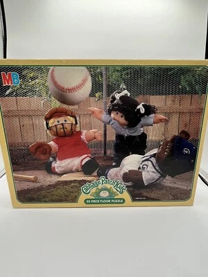 VTG Milton Bradley Cabbage Patch Kids 35 Piece Floor Puzzle Baseball 1984 In Box - Image 1 of 4