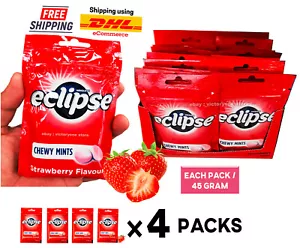 Chewy Mints Wrigley Eclipse Strawberry Flavor Candy Sweets 45g x 4 PACKS NEW - Picture 1 of 5