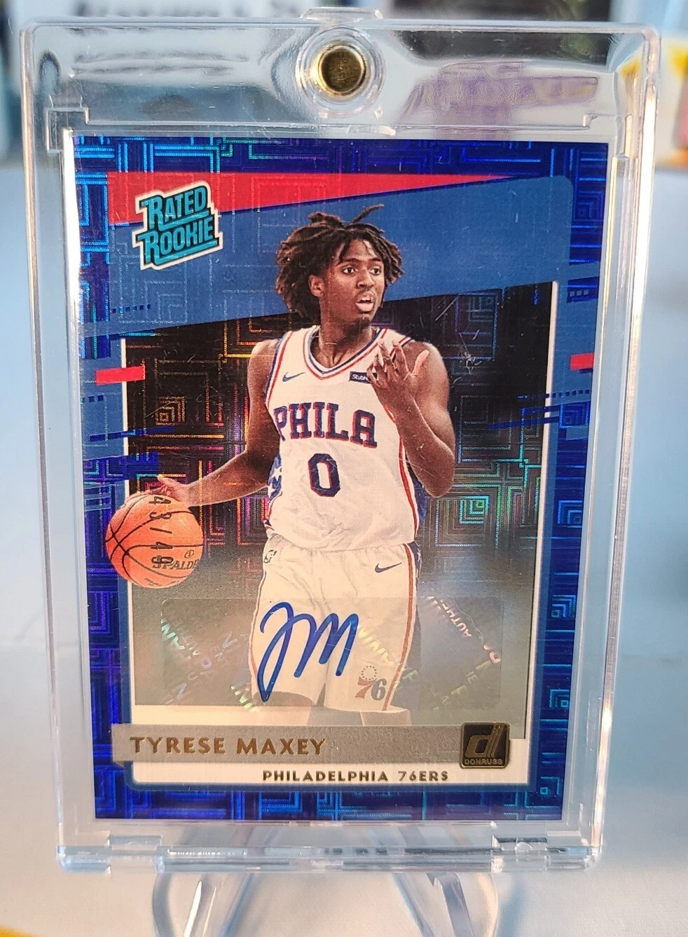 2020 Donruss Tyrese Maxey Rated Rookie Blue Choice RC Auto /49 - Good Condition