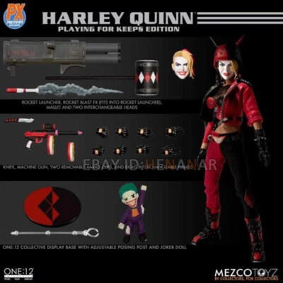 Figura de acción Mezco Toyz Harley Quinn Joker 1/12 modelo 6 pulgadas edición PX Foto 1 de 4