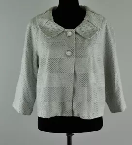 I. N. Studio Women’s SZ 14 Career 2 Button Jacket 3/4 Sleeve B&W Fully Lined EUC - Picture 1 of 3