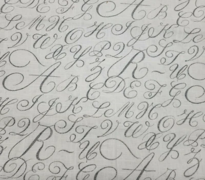 5.25 Yds Waverly Cursive Caps in Silver 54" Wide 55% Linen / 45% Rayon - Image 1 of 2