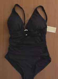 $102 MICHAEL KORS SIZE 8 ONE-PIECE SWIMSUIT SWIMWEAR BLACK NWT - Picture 1 of 6