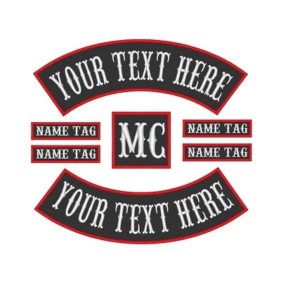 7 PC -Custom Embroidered Vest Set Rocker Motorcycle Biker MC Patch Patches (B) - Image 1 of 4