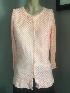 *MERONA IVORY/ORANGE FLORAL PRINT BUTTON FRONT CARDIGAN! SZ XS #596 - Picture 1 of 4