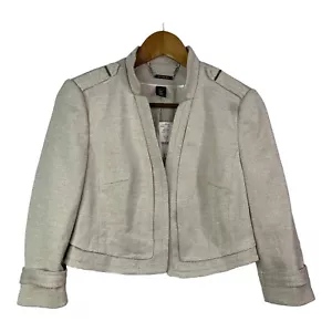 White House Black Market Women Wicker Tweed Jacket White with Fawn 57016998 Sz 4 - Picture 1 of 12