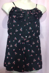L'amour Nanette Lepore kleiner Strampler Einteiler schwarz rosa Blumen mit Taschen ID#X26 - Bild 1 von 12
