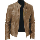 Mens Fashion Leather Jacket Slim Fit  Pu Jacket Male Anti-Wind Motorcycle Coat