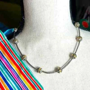Brighton Del Sol Vintage Necklace Two-tone Gold & Silver Plated & Cloth Bag - Picture 1 of 8