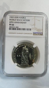 Russia USSR 1 Rouble 20th yr. of WW2 Victory, 1965, Orignal strike, NGC PF 66 - Picture 1 of 3