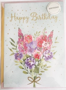 Lady Jayne Ltd. HAPPY BIRTHDAY Bouquet Greeting Card w/Lined Envelope - Picture 1 of 3