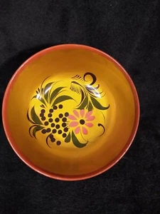 Vintage MCM Naranja Oro U.S.S.R. Laca Cuenco Pintado a Mano Pegatina Original - Imagen 1 de 6