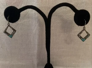 Sterling Silber 925 Türkis Ohrhänger Hänge Ohrringe 3/4" Länge - Bild 1 von 5