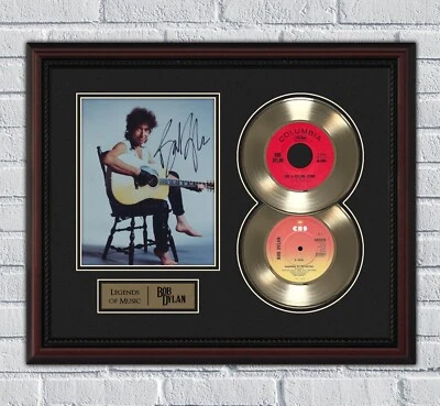 Bob Dylan 2 Framed Gold or Platinum 45 Record w/ Reproduction Signatures - Image 1 of 4