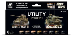 Nuevo Juego de Colores Vallejo, Segunda Guerra Mundial y Tercera Guerra Modelo Color & Wash 70201 - Imagen 1 de 2