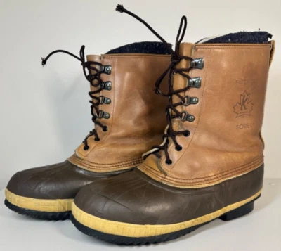 Sorel Hombres Marrón Tostado Impermeable Cuero Goma Invierno Botas de Nieve Talla 10 Foto 1 de 4