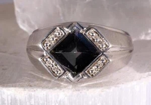Men's Mystic Topaz & Genuine Diamond Ring Sterling Silver Size 10.5 - Picture 1 of 8