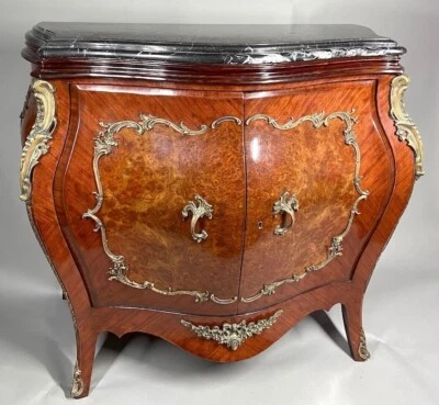 Cómoda Luis XVI Francesa Caoba Mármol Superior Incrustación Bronce Dorado Años 40 Foto 1 de 4