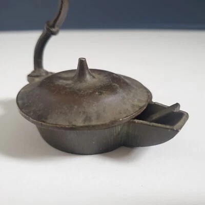 Ancienne Lampe A Huile (De Mineur ?) En Bronze Ou Cuivre Collection Antiquité - Photo 1/4