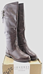 JOURNEE COLLECTION womens TORI knee high boots size 8 M brown faux leather NEW - Picture 1 of 12