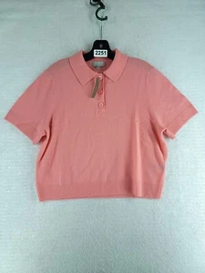 J. Crew Women's Cashmere Cropped Sweater Polo - Pink NWT XL $118 - Picture 1 of 12