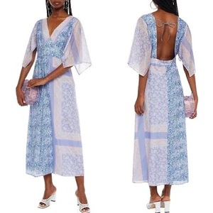 ANTIK BATIK Iloni Open Back Dress Womens Small Cotton Silk Printed Midi V-neck - Picture 1 of 19