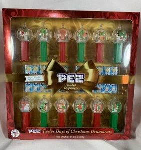 UNOPENED PEZ CANDY 12 TWELVE DAYS OF CHRISTMAS ORNAMENTS WITH ROLLS CANDY 2019 - Picture 1 of 2