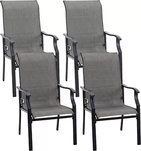 Patio Chair Set of 4 Outdoor Dining Chairs High Back Armchairs - Picture 1 of 9