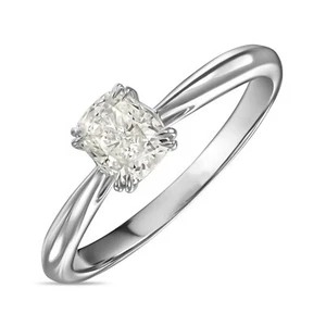 0.63CT Solitaire Cushion Diamond 14k White Gold VVS/DE Lab Grown Engagement Ring - Picture 1 of 3
